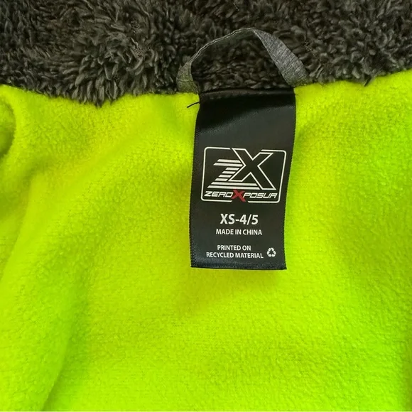 ZeroXposur XS 4-5 Boys Full Zip Hooded Lined Winter Coat Black Neon Yellow EUC! - Picture 10 of 13